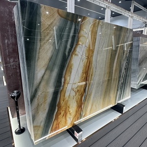 Carrelage en dalle de qualité supérieure, aspect marbre doré véritable italien moderne, écologique, imperméable, poli, pour la décoration des murs et sols du salon, 2025 - Product Image 2