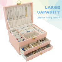 Boîte à bijoux multi-couches de grande capacité, boîte de rangement pour bijoux portable de voyage, cadeau pour filles, organisateur de bijoux pour boucles d'oreilles, collier, bague