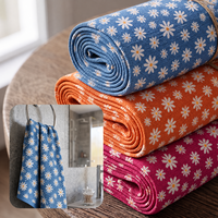 Tissu en coton peigné imprimé réactif motif prairie de marguerites pour serviette de toilette, taie d'oreiller, tenue de yoga