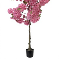 Arbre artificiel en fleurs de cerisier rose de 180 cm, en plastique, de luxe, écologique et durable, pour décoration intérieure, faux arbre de fleurs de Sakura en pot