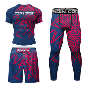 Bonne usine T-shirt à séchage rapide personnalisé <span class=keywords><strong>pantalon</strong></span> hommes 4 pièces/ensemble brésilien grappling Bjj boxe éruption garde Sport vêtements combinaison de boxe - Product Image 4