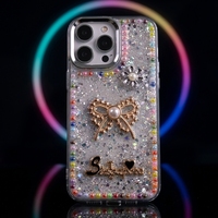 Coque de téléphone en gros scintillante pour Honor X60 Pro Max, avec nœud en métal 3D époxy et perles incrustées de diamants