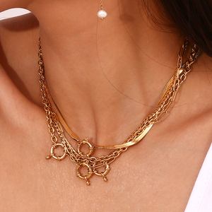 <span class=keywords><strong>Collane</strong></span> di Bigiotteria di Moda Placcate Oro, Collana a Catena per <span class=keywords><strong>Uomo</strong></span> e Donna in Acciaio Inossidabile, Girocollo - Product Image 3