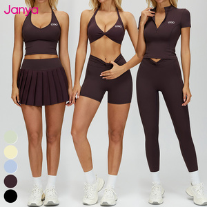Janya 2026 Ensemble de vêtements de sport respirant uni couleur chair Gym Fitness Yoga Ensemble de vêtements à haute élasticité Coupe ajustée 2 pièces pour femmes - Product Image 1