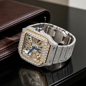 นาฬิกาผู้ชายหรูหราแบบ Iced Out ประดับเพชรโมอิสซาไนต์ ดีไซน์โปร่ง ตัวเรือนแบบ Iced Out สไตล์ฮิปฮอป สปอร์ต ผ่านการทดสอบเพชร - Product Image 1