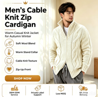 Herren Herbst Winter Einfarbiger Rollkragen-Strickcardigan Europäischer Stil Langarm Knitterfreier Pullover Lässige Strickjacke