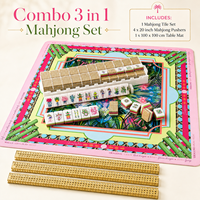 Combo 3-en-1 Visely Luxe : 160 Tuiles de Mahjong Américain en Acrylique Gravé à 4 Couches, Portables, Durables, Écologiques – Cadeau de Divertissement