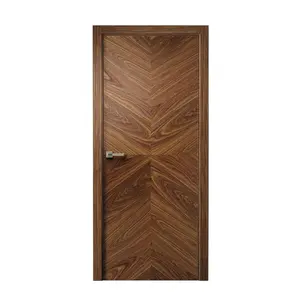 פשוט Wooddoor עיצוב פנים פנל דלת עץ אגוז מוצק עץ Inteior דלת