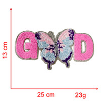 Grande écusson en chenille GIGI GOD 11 pouces, avec sequins scintillants, motif BRIDE, nœud de mariage et papillon, thermocollant pour vêtements, pour femmes, filles, sacs à dos et jeans