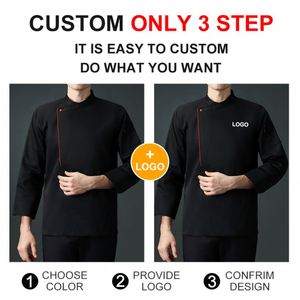 Conjunto de Uniforme de Trabajo de Cocina, Chaqueta de Chef Negra de Color Sólido, Manga Larga, Ropa Personalizada para Restaurante, Fabricantes de Uniformes - Product Image 3