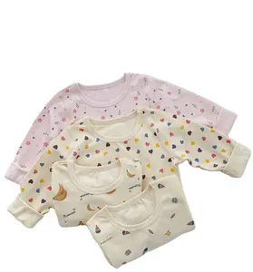 Purorigin grosir kartun anak-anak untuk pakaian bayi kaus dalam anak laki-laki dan perempuan Fashion pola kustom 2 buah pakaian rajut bayi