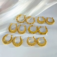 Boucles d'oreilles tendance en acier inoxydable plaqué or 18 carats pour femme, style simple et luxueux, best-seller transfrontalier