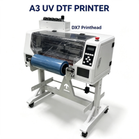 Imprimante DTF UV A3 avec tête d'impression DX7, carte Hoson, machine d'impression rouleau à rouleau pour impression de logos et autocollants personnalisés sur verre, métal, acrylique