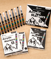 Marqueur de peinture acrylique à pointe souple noir et blanc Flysea FS-4901 pour le remplissage direct transocéanique, idéal pour le journaling, les mises en évidence, les cartes artistiques, le dessin et le bricolage