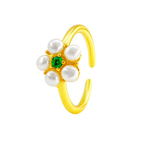 S925 <b>Silver</b> <b>Adjustable</b> Open-Band <b>Ring</b> with Natural Freshwater Pearl High-Quality Jewelry Wholesale - Product Image 6