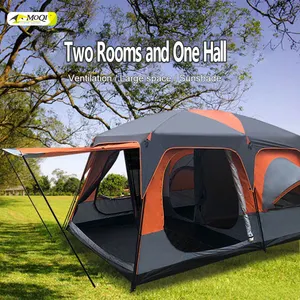 MOQI 야외 5-10 사람 두 침실 및 한 침실 럭셔리 텐트 방수 가족 캠핑 텐트