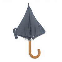 Parapluie droit double couche à 8 baleines en gros, parapluie promotionnel personnalisé avec logo coloré imprimé et poignée en bois courbée
