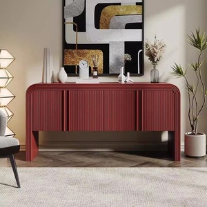 Meuble de rangement <span class=keywords><strong>d</strong></span>'appoint au design épuré avec <span class=keywords><strong>angle</strong></span> arrondi pour salon, <span class=keywords><strong>console</strong></span> de rangement minimaliste <span class=keywords><strong>en</strong></span> <span class=keywords><strong>bois</strong></span> peint à la française - Product Image 6