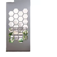 Lot de 12 autocollants muraux hexagonaux modernes en acrylique transparent, miroirs décoratifs auto-adhésifs pour la décoration intérieure