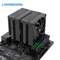 Refroidisseur d'air pour processeur de jeu Lovingcool, design unique, hydraulique, cuivre, aluminium, 270W, TDP élevé, 6 caloducs en cuivre, sans éclairage