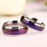Bague d'humeur en acier inoxydable avec pierre à décoloration thermique incrustée, idéale pour les tenues quotidiennes, accessoire de fête, cadeau parfait N800312