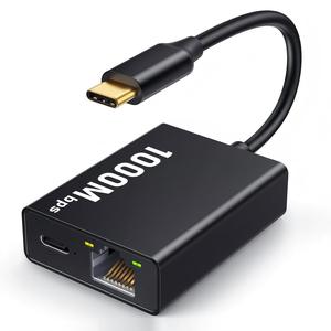 Base de Expansión 2 en 1 Tipo C con Puerto LAN RJ45 100/1000Mbps, Carga PD de 100W, Red Gigabit con Luz Indicadora, Compatible con Google TV <span class=keywords><strong>Chromecast</strong></span> - Product Image 1