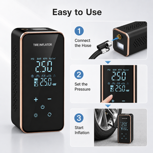 OEM ODM Portable Wireless Tire Inflator Multifunctional Car Air <b>Pump</b> With Tire Pressure Detect, Power Bank, LED Lighting & SOS - Product Image 4