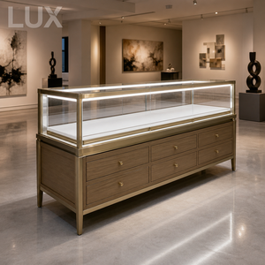 LUX High-End Floor Standing Jewelry Display Cases with LED Lighting and Wooden Drawers for Luxury Showroom Direct Manufacturer - Product Image 5