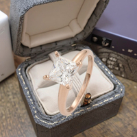 Bague de fiançailles et de mariage classique de luxe en or 18k 24k avec zircon taille princesse, design populaire, couleur rose, blanc, jaune, en or massif
