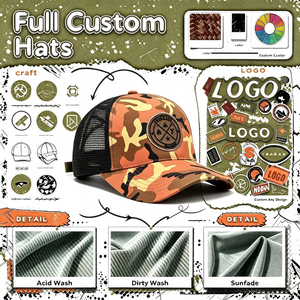 Boné Trucker Camuflado para Homens e Mulheres, Estilo Vintage com Tela Traseira, Ajustável, com Efeito Desgastado e Patch de Borracha - Product Image 2