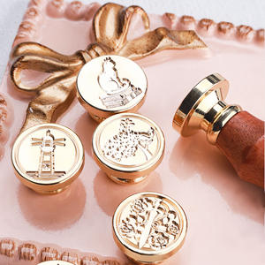 Sceau de cire Suidisi, rond, 2,2 cm, en laiton gravé, pour la décoration de sceaux de cire - Product Image 4