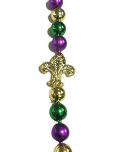 Jumbo Mardi Gras Bead Fleur De Lisパープルグリーンゴールドネックレスエコフレンドリーパーティーネックレスフェスティバルデコレーション - Product Image 2