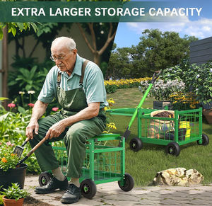 Chariot <span class=keywords><strong>de</strong></span> jardin en métal robuste avec roues, design pliable, <span class=keywords><strong>sac</strong></span> à outils pour les personnes âgées, utilisation en extérieur, <span class=keywords><strong>pelouse</strong></span>, patio, jardinage - Product Image 2