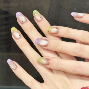 เล็บปลอมอะคริลิคทรงกลมสั้นคุณภาพระดับซาลอน แบรนด์ส่วนตัว ลายเพ้นท์ 3 มิติ ลายตาแมว 10 ชิ้น ทำมือ สำหรับใช้ในชีวิตประจำวัน - Product Image 2