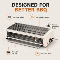 3-in-1 Koreanischer Barbecue-Grill mit Netz & Antihaftbeschichteter Abnehmbarer Platte und Magnetstreifen, Rauchfreier Koreanischer BBQ-Grill für Küche und Party