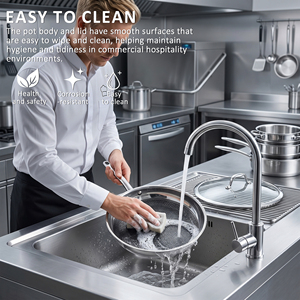 <span class=keywords><strong>Wok</strong></span> Antiadherente de Acero Inoxidable 304 de Grado Restaurante, 28 cm, con Mango de Metal, Uso General para Cocina de Gas e Inducción - Product Image 5