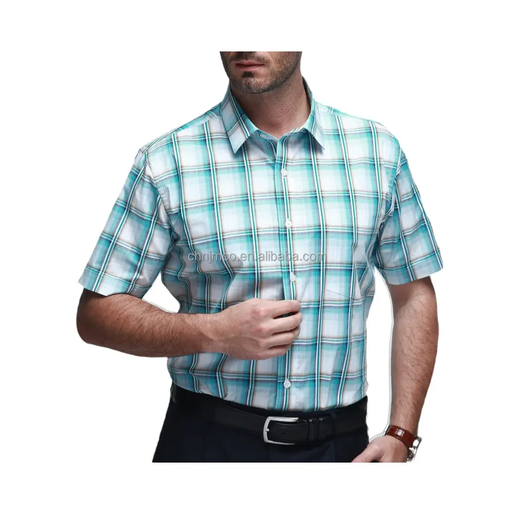 wholesale classic custom check casual dress 100% cotton long sleeve short sleeve men's shirt