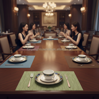 Set de table en PVC résistant à la chaleur, motif bambou artificiel, imperméable, coloré, pour restaurant, anti-taches, pour assiette à dîner