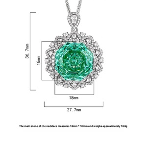 Classic Anti-tarnish Eco-friendly Copper 18mm Rose Cut Cubic Zirconia Pendant Jewelry <b>Cluster</b> Necklace Flower for Women Wedding - Product Image 2