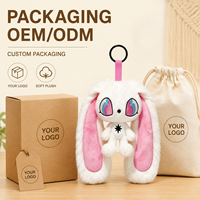 Porte-clés personnalisé en peluche lapin blanc à longues oreilles, pendentif de sac en peluche lama mignon de dessin animé pour cadeau de vacances, décoration intérieure, faible MOQ, OEM, ODM