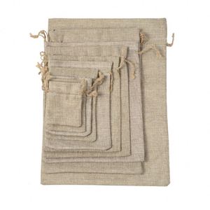 Custom Logo Eco-friendly Promotional Draw <b>String</b> Favor Jute <b>Bags</b> Set with Tag Small Gift Pouch Sack Wholesale - Product Image 2
