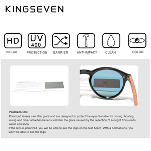 KINGSEVEN Unisex 5791 gafas de sol redondas hechas a mano aleación Natural Bubinga marco de madera polarizado para hombres y mujeres - Product Image 5