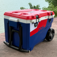 Glacière isotherme à roulettes 55QT - Glacière robuste et étanche avec poignée (Rouge Sauvetage)