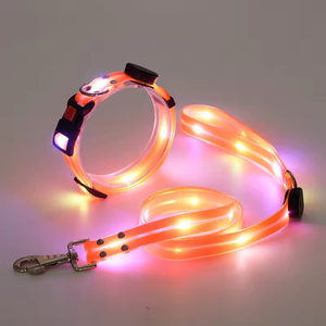 Correa y Collar Ajustable para Perro, con Luz <span class=keywords><strong>LED</strong></span>, de Nailon y PVC, Impermeable, Reflectante, Duradero, con Patrón Sólido, para Gatos - Product Image 5