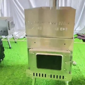 Stainless Steel Portable Wood <b>Stove</b> With Chimney Pipe For Camping Outdoor Barbecue Heating - Product Image 2