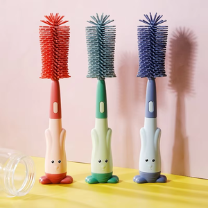 Zenidoo Eco-Friendly Multi-Functional Long Handle Handheld Silicone Baby Cleaning <b>Brush</b> Set Rotating <b>Bottle</b> <b>Brushes</b> Soft - Product Image 3