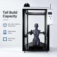Imprimante 3D à cadre ouvert de grande taille 600x600x1200mm, plateforme haute capacité, système industriel FDM, double extrudeur, nivellement automatique, plateau chauffant