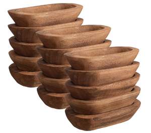 15 pièces bol à pâte en bois décor rustique bols à pâte en bois vintage sculptés à la main paulownia pour la maison ferme à manger bougies Fruits - Product Image 1