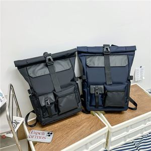 High Quality 17 Inch Custom Simple Waterproof Teenager Roll Top Outdoor School <b>Bags</b> Business Travel <b>Laptop</b> Backpack <b>for</b> <b>Men</b> - Product Image 5