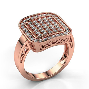 Anello Classico da Donna con Design Quadrato Color Rosa - Product Image 1